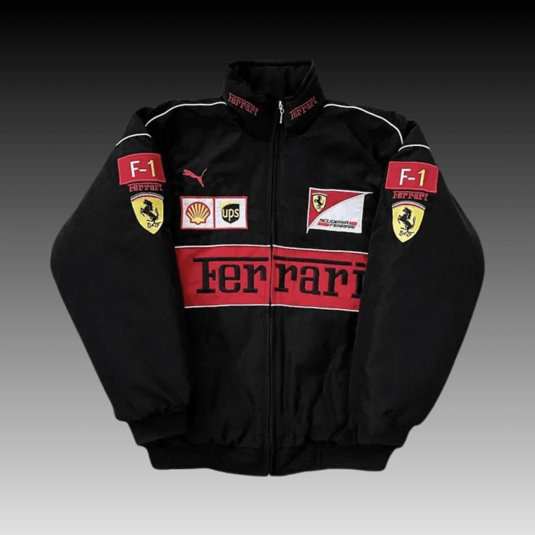 Black and Red F1 Ferrari Racing Jacket