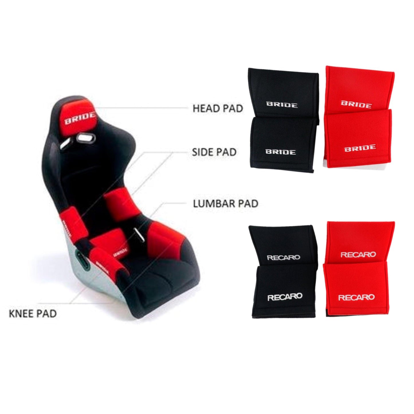 BRIDE / RECARO Seat Cover Tuning Protector Pad • Side Pad or Knee Pad • 2 Pieces