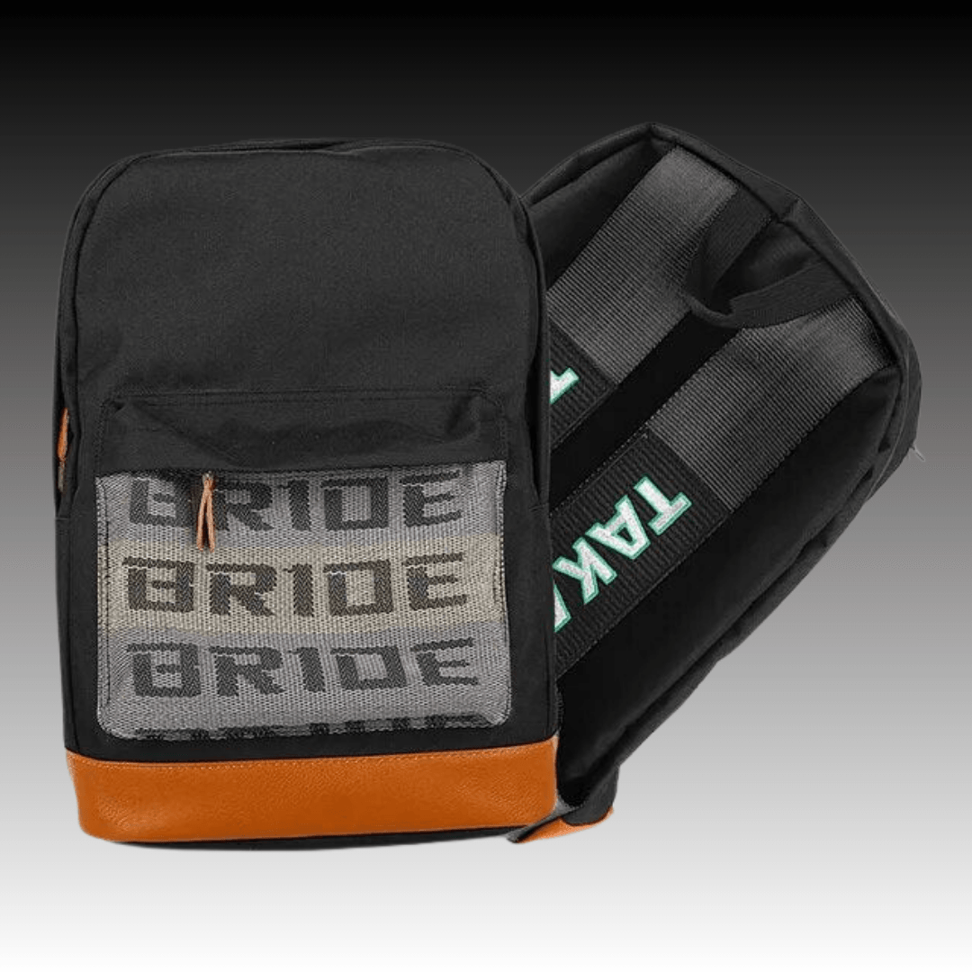 JDM Racing Back Packs - Black Brown Takata